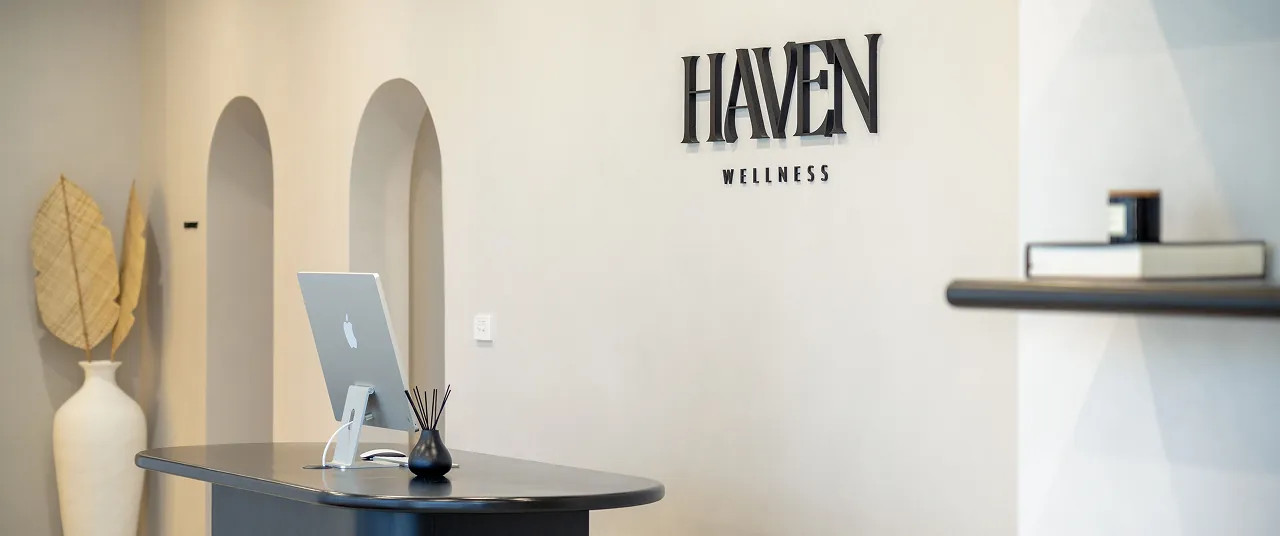The steam room entrance at Haven Wellness